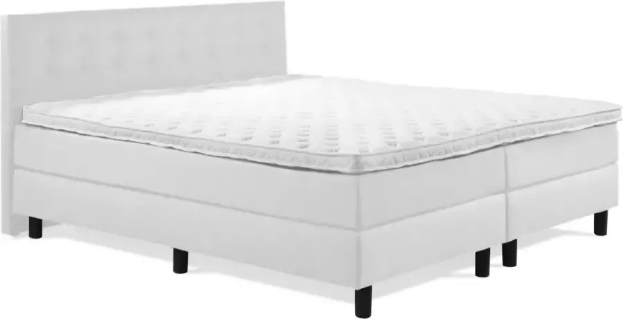 Sweet Boxspring Luxe 120x200 Knopen Wit Lederlook