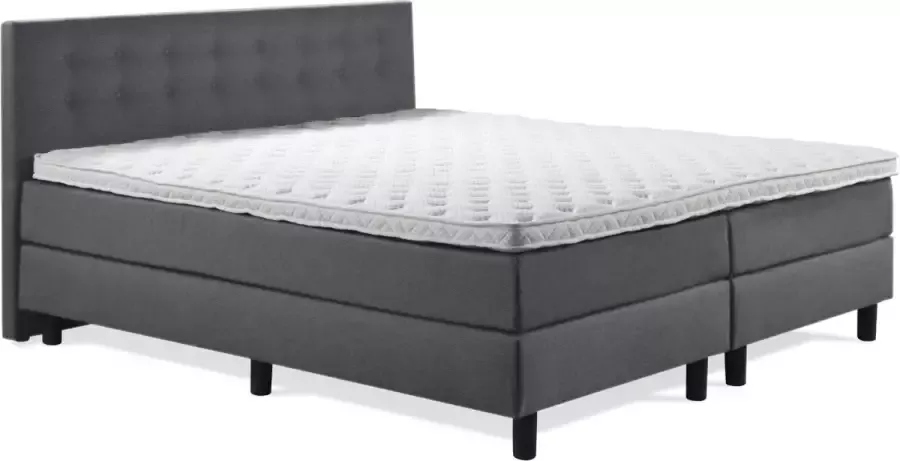 Sweet Boxspring Luxe 140x200 Knopen Antraciet Lederlook