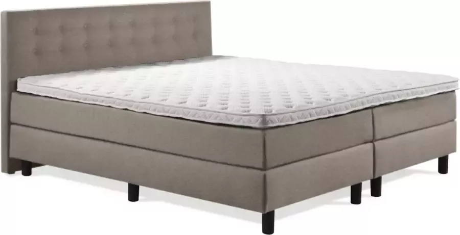 Sweet Boxspring Luxe 140x210 Knopen Taupe Lederlook