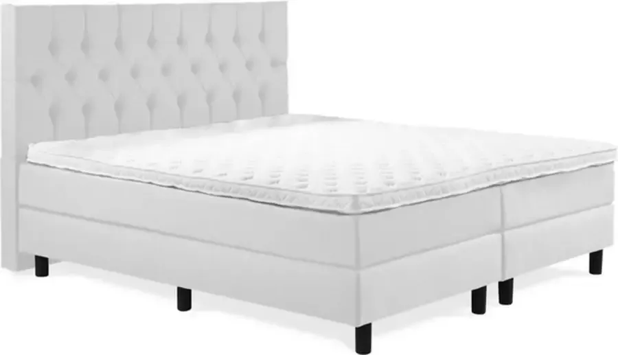 Sweet Boxspring Luxe 160x200 Capiton Wit Lederlook