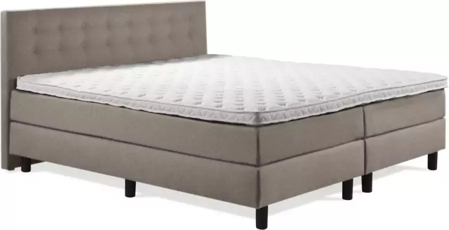 Sweet Boxspring Luxe 180x200 Knopen Taupe Lederlook