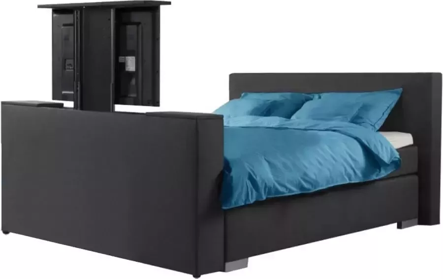 Sweet Boxspring Luxe compleet 140x200 Met Tv lift Voetbord Antracite