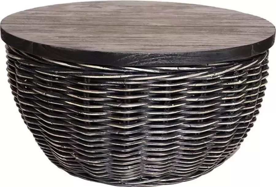 Sweet Living Rotan Salontafel Blackwash Ø65xH32 cm