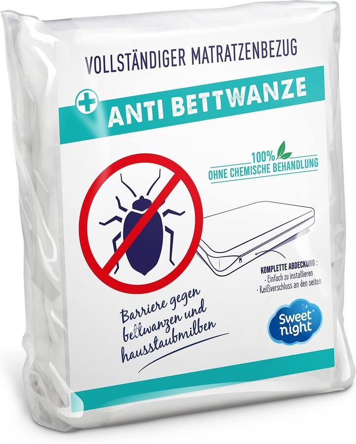 Sweet Night Sweetnight Volledige matrashoes 140x190x30 cm Anti-bedwants en anti-huisstofmijt Beschermt uw matras volledig Ritssluiting Geen chemische behandeling Dikte tot 30 cm