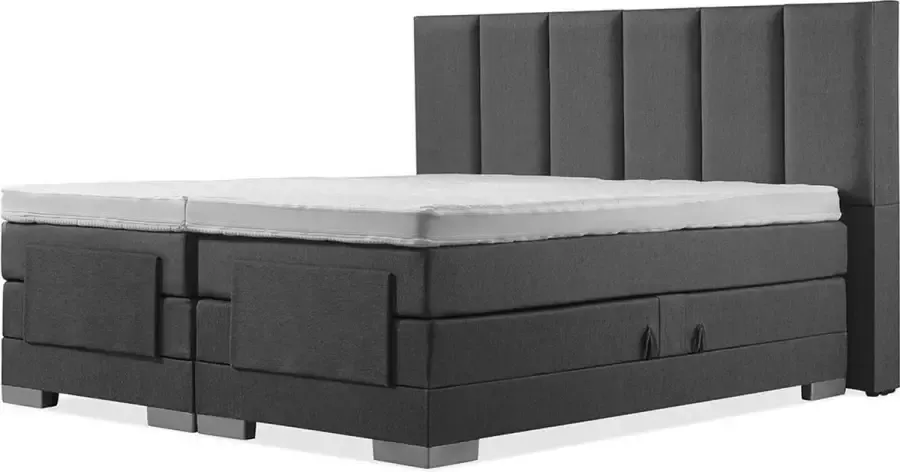 Sweet sleep Elektrische Boxspring 100x200 Incl. 6 Balk hoofdbord Antraciet met plint