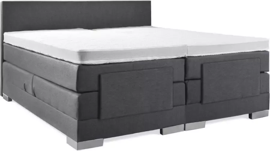 Sweet sleep Elektrische Boxspring 180x200 Incl. Glad hoofdbord Antraciet