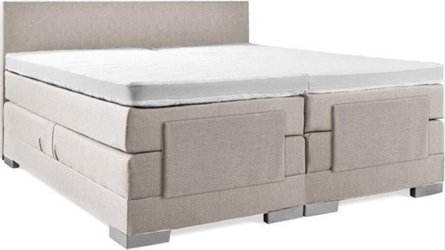 Sweet Sleep Elektrische Boxspring (200x210) Incl. Glad hoofdbord Beige met plint