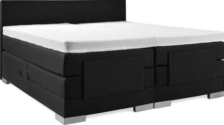 Sweet Sleep Elektrische Boxspring (200x210) Incl. Glad hoofdbord Gitzwart met plint