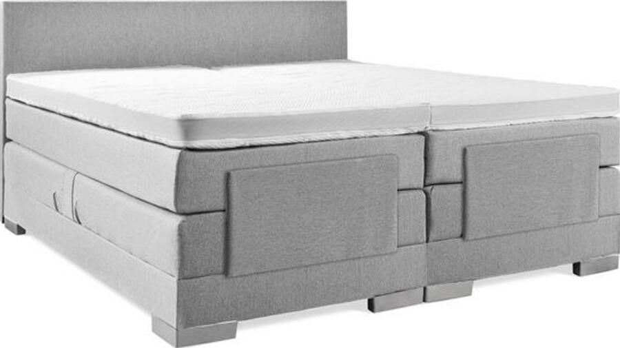 Sweet Sleep Elektrische Boxspring (200x210) Incl. Glad hoofdbord Zilvergrijs met plint