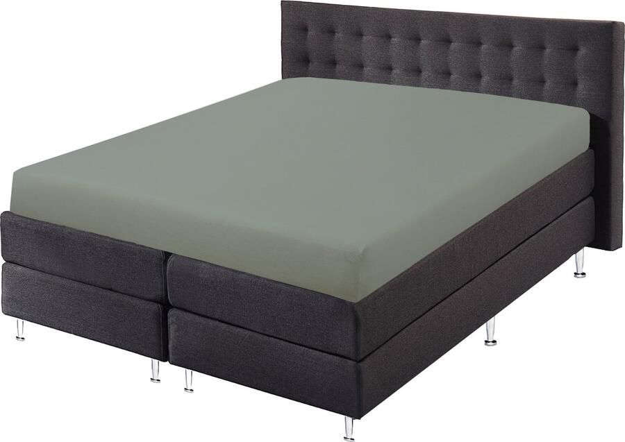 SweetSleeping Jersey Stretch Hoeslaken 200 x 220cm + 40cm Grijs Strijkvrij 100% katoen Ultra soft Met elastiek Geschikt voor lucht waterbed