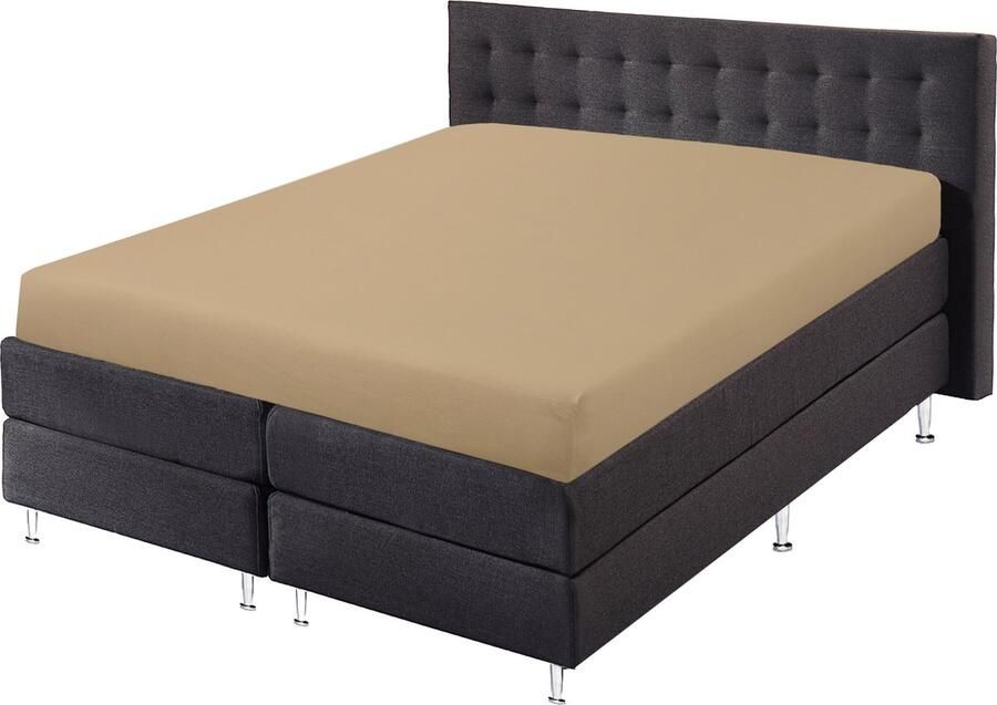 SweetSleeping Jersey Stretch Hoeslaken 200 x 220cm + 40cm Zand Strijkvrij 100% katoen Ultra soft Met elastiek Geschikt voor lucht waterbed