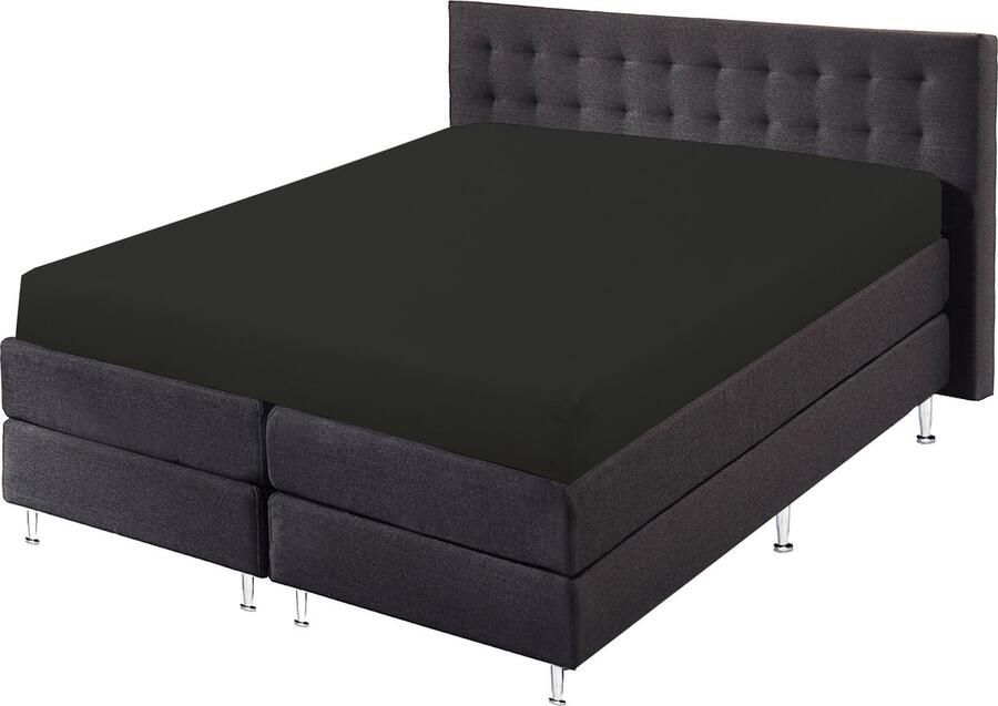 SweetSleeping Jersey Stretch Hoeslaken 200 x 220cm + 40cm Zwart Strijkvrij 100% katoen Ultra soft Met elastiek Geschikt voor lucht waterbed
