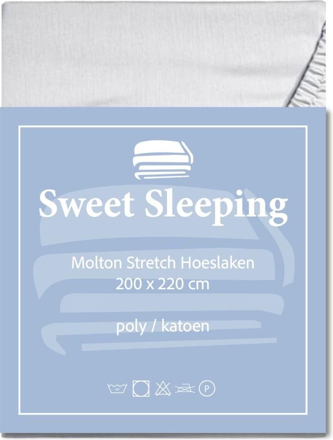 SweetSleeping Molton Hoeslaken 200 x 220cm + 30cm Wit Strijkvrij 100% Katoen Oeko-Tex Gecertificeerd Ultra soft Hoge hoeken Met elastiek Hotelkwaliteit Molton Ook Geschikt voor lucht waterbed - Foto 2