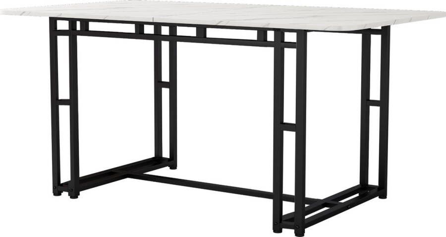 Sweiko 120x70cm Lichte Luxe Eettafel Metalen Frame Rechthoekige Eettafel Moderne Keukentafel met Metalen Benen voor Eetkamer Woonkamer Zwarte Tafelbenen