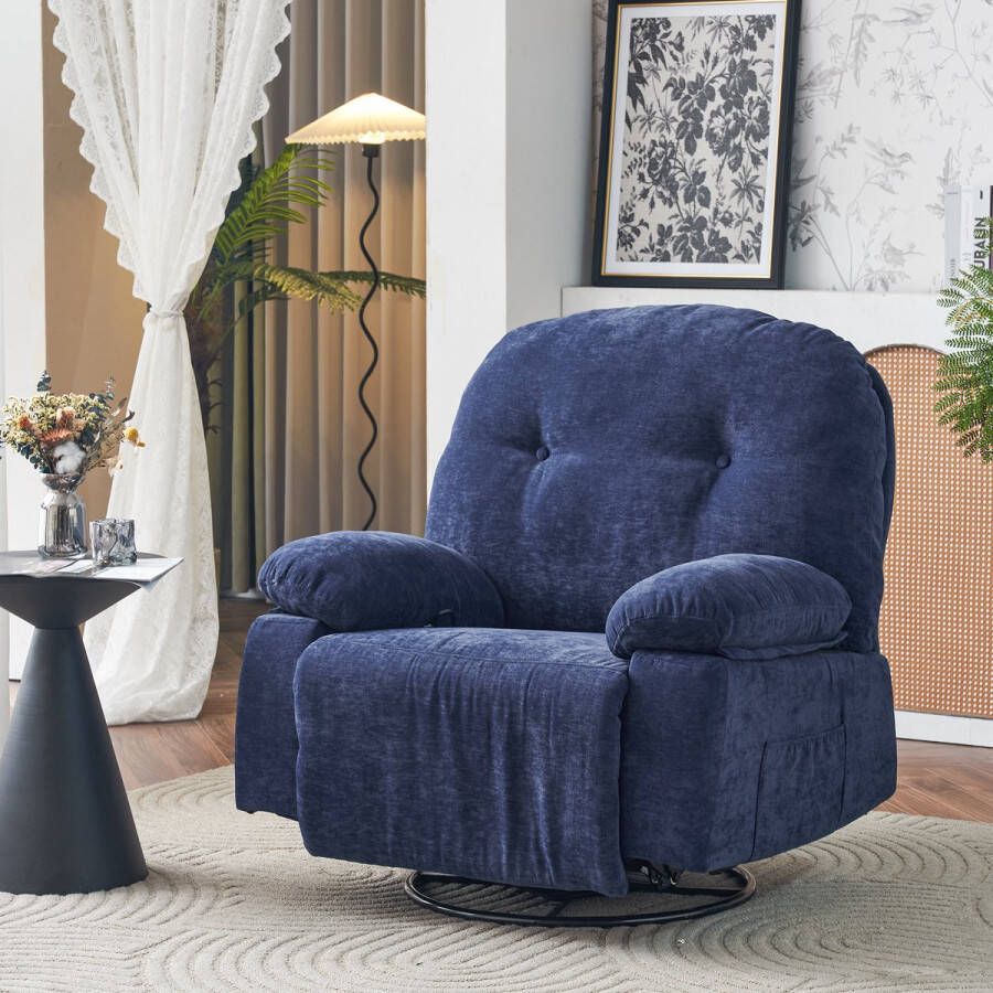 Sweiko 360° draaibare fauteuil stof massage fauteuil ontspanningsfauteuil met warmtemassage ontspanningsfauteuil met gewatteerde armleuningen en rugleuning zachte woonkamer fauteuil home cinema lounge fauteuil handmatige opening ma
