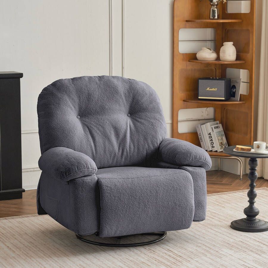 Sweiko 360° draaibare fauteuil stof massage fauteuil thermische massage fauteuil ontspanningsfauteuil met gestoffeerde armleuningen en rugleuning zachte woonkamer fauteuil home cinema lounge fauteuil handmatige opening ma
