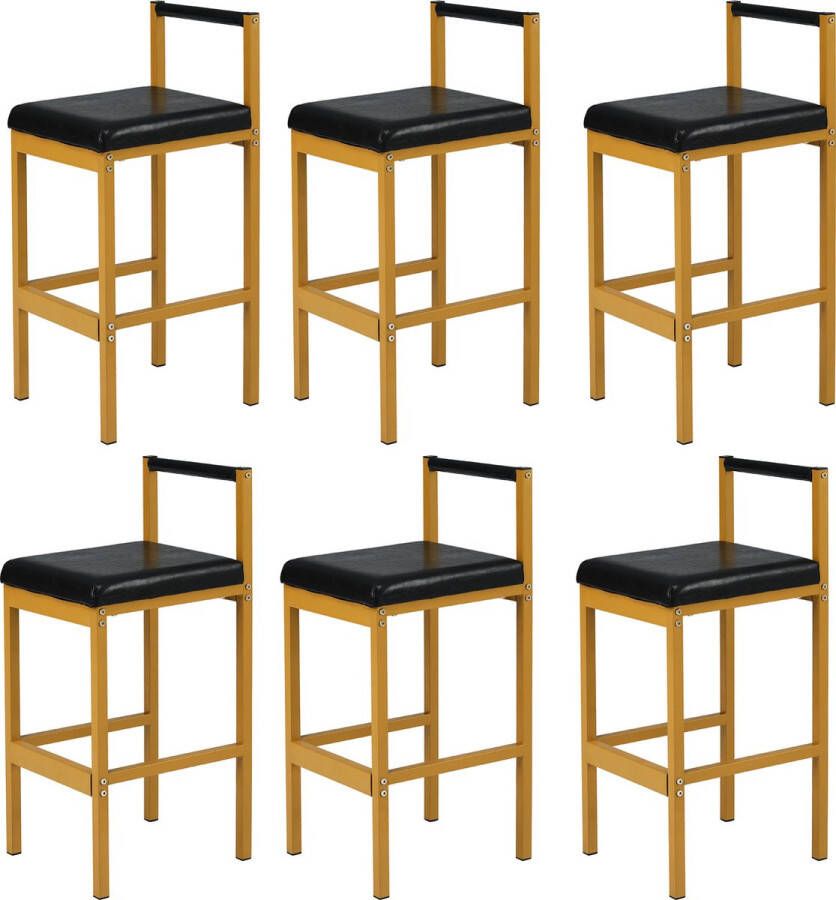 Sweiko Eetkamerstoelen (6 stoelen zonder eettafel) familie eetkamerstoelen stoelen moderne minimalistische woon- en slaapkamer stoelen lounge stoelen met vier metalen voeten Zwart en goud