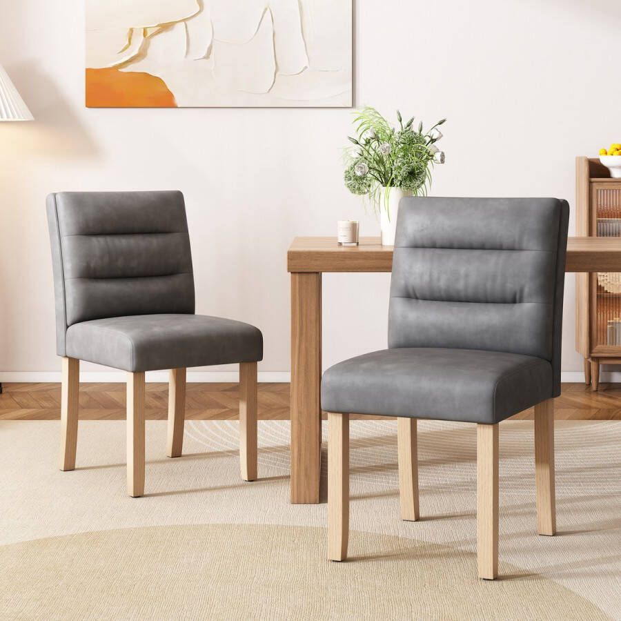 Sweiko Restaurant stoelen 2-sets familie eetstoelen stoelen moderne minimalistische woonkamer en slaapkamer stoelen eiken rugleuning stoelen Grijs - Foto 2
