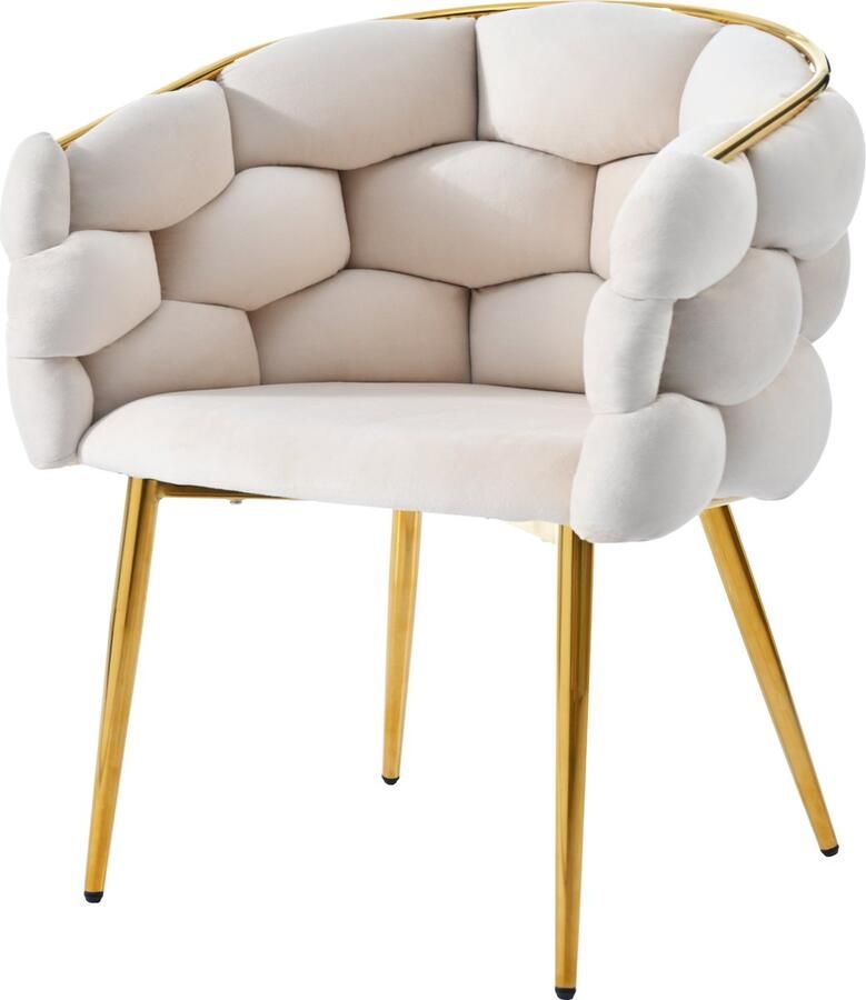 Sweiko 1 luxe fluwelen stoel Woonkamer stoel Eetkamer stoel make-up stoel moderne mode stijl stoel vergulde ijzeren benen beige stoel bubbel stoel Beige kleur