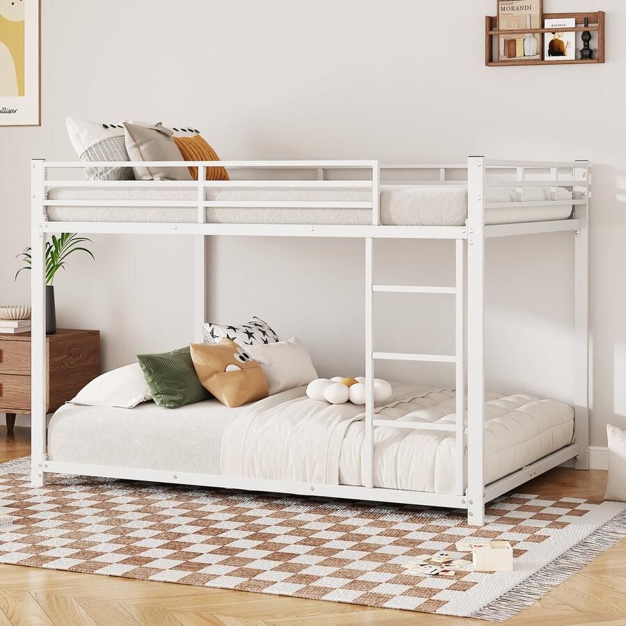 Sweiko 140*200 Kinderbed Stapelbed Ijzeren bed Ijzeren stapelbed in klassieke vorm Wit