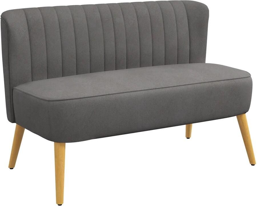 Sweiko 2-zits Bank Houten poten Velvet stof Schuimvulling Grijs