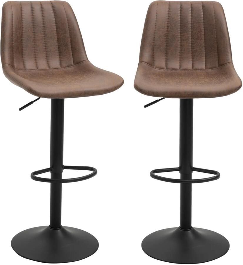 Sweiko Barkruk Set van 2 Retro design Zithoogte verstelbaar Bruin + Zwart