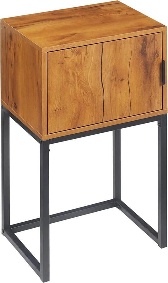 Sweiko Bijzettafel Haltafel 1 kast Houtnerf Bruin + zwart