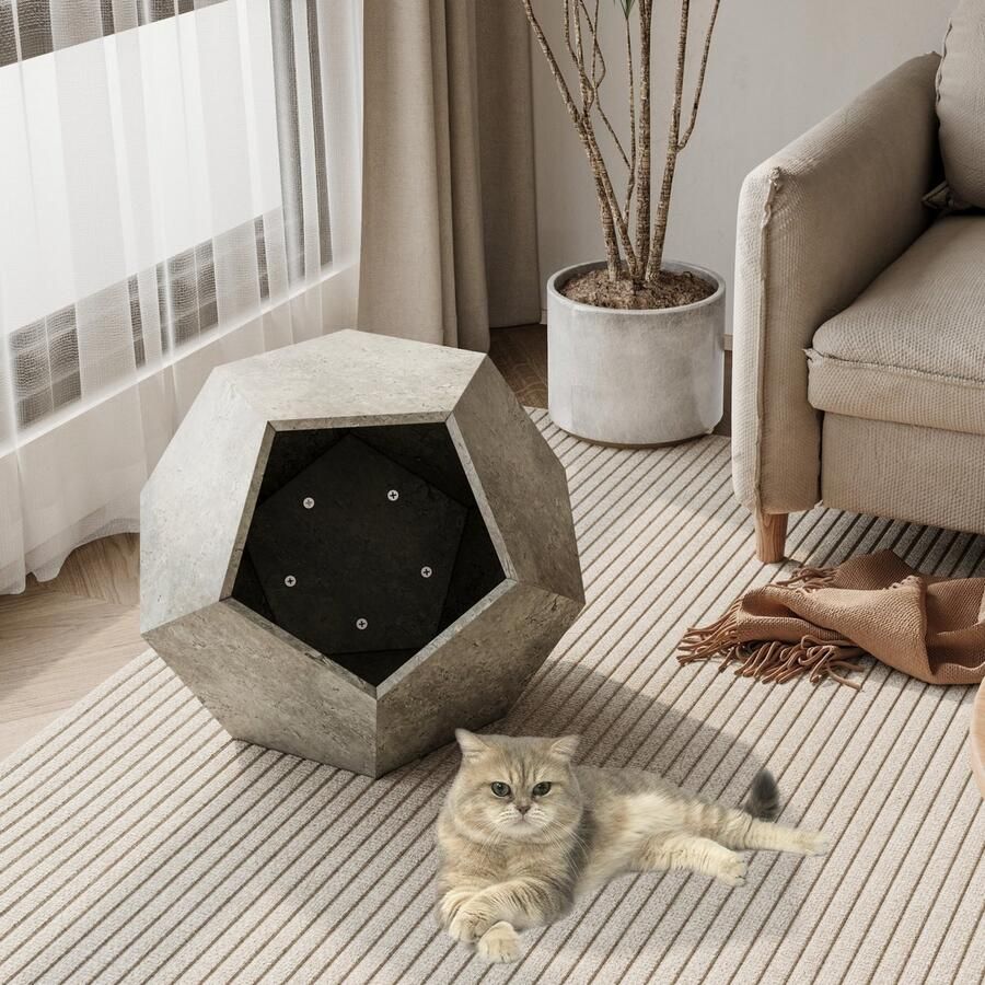 Sweiko Bijzettafel Huisdierenmeubels Kattenhuis MDF Grijs