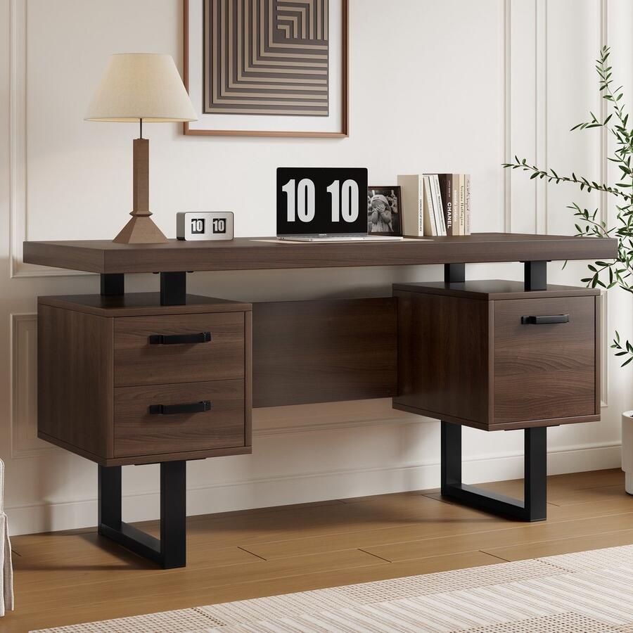 Sweiko Bureau MDF + Staal Documentenlade Bruin