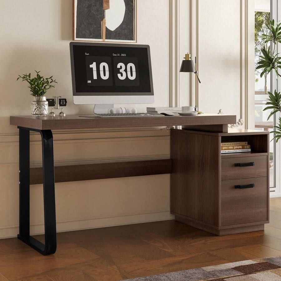Sweiko Bureau MDF + Staal Documentenlade Bruin