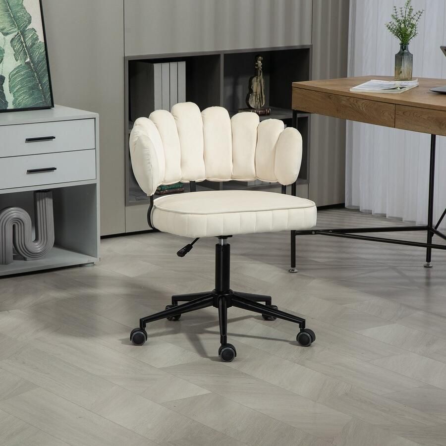 Sweiko Bureaustoel 360° Draaibaar Zithoogte verstelbaar Fluweel Beige