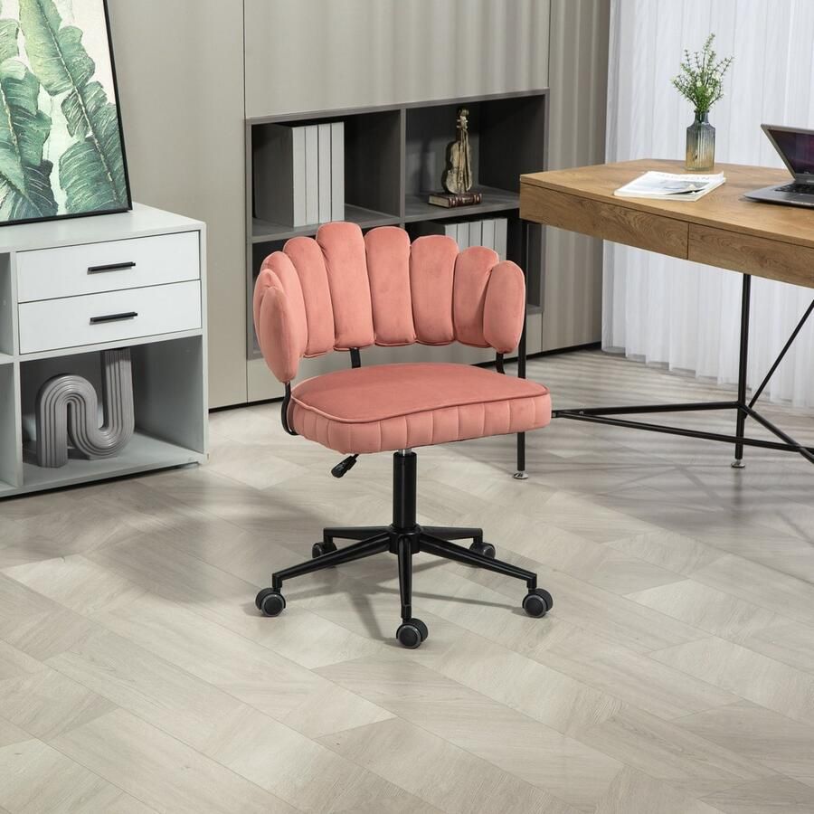 Sweiko Bureaustoel 360° Draaibaar Zithoogte verstelbaar Fluweel Bonenpasta rood