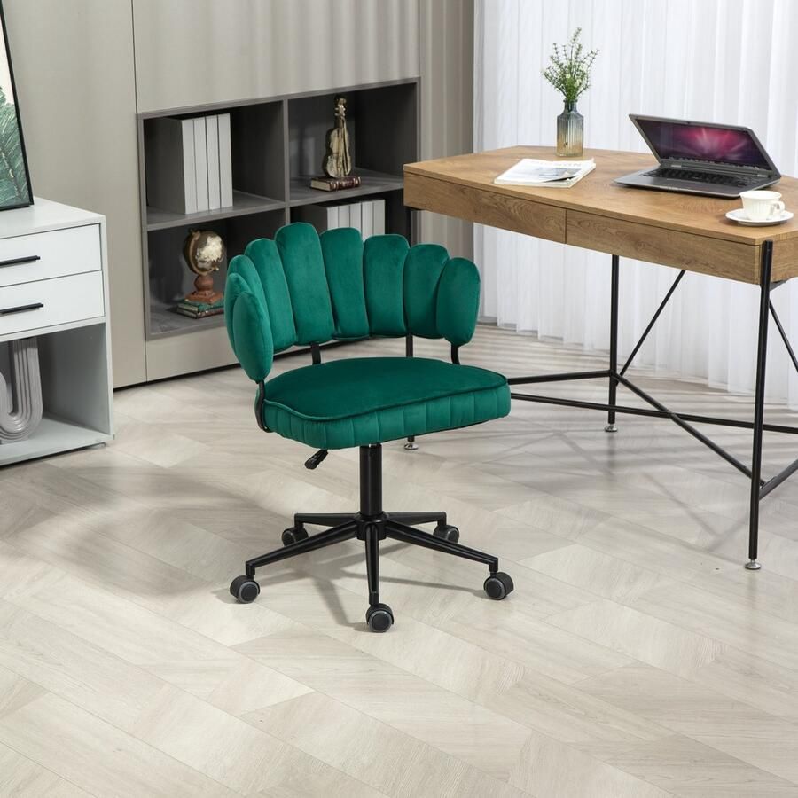 Sweiko Bureaustoel 360° Draaibaar Zithoogte verstelbaar Fluweel Groen
