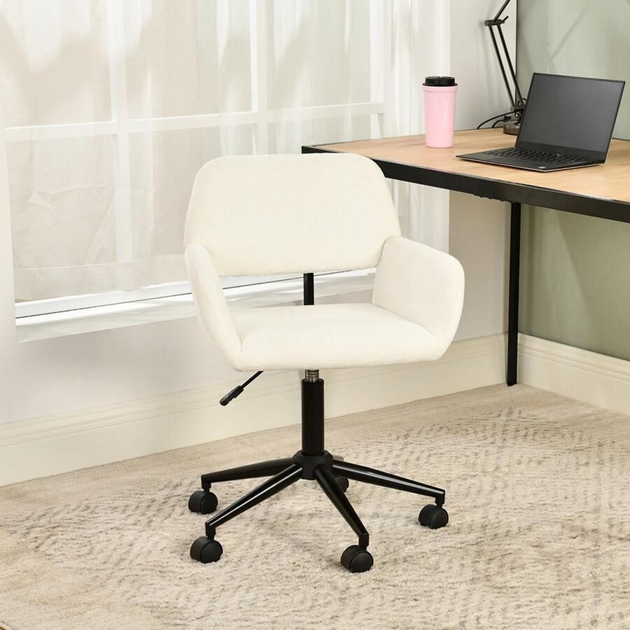 Sweiko Bureaustoel Spons + stof Verstelbare zithoogte 360 ° draaien Beige