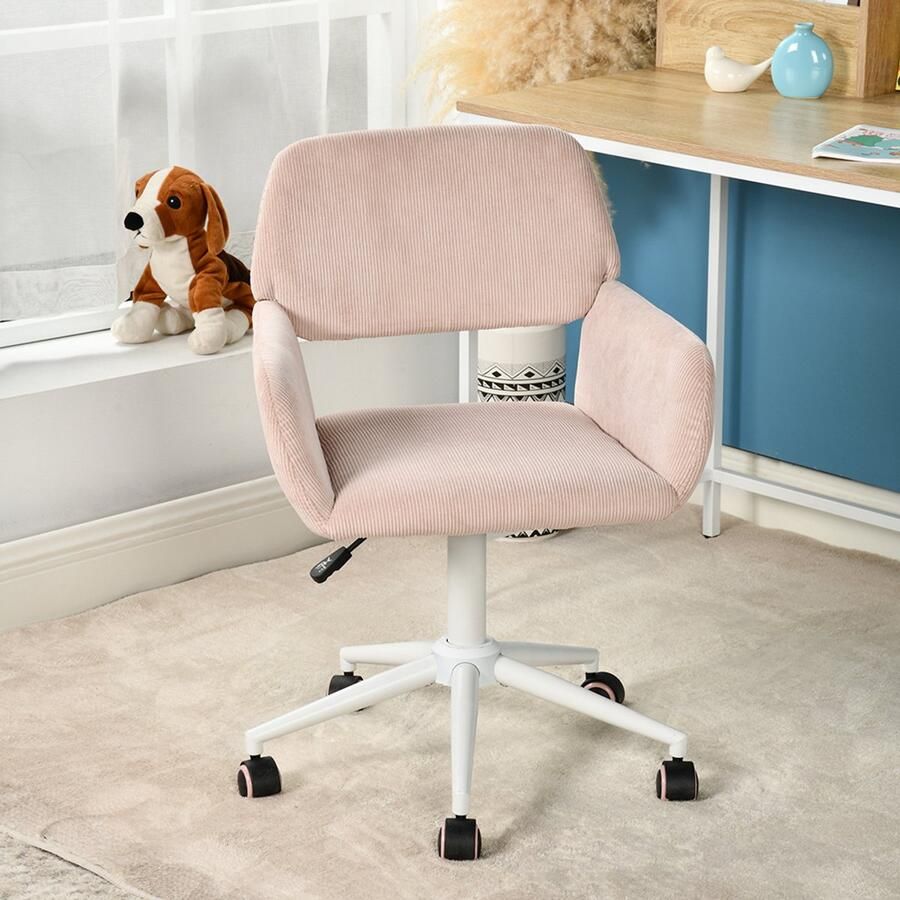 Sweiko Bureaustoel Spons + stof Verstelbare zithoogte 360 ° draaien Roze
