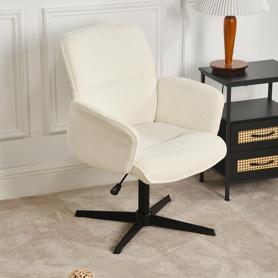 Sweiko Bureaustoel Stof fauteuil Ergonomisch Draaibaar Beige