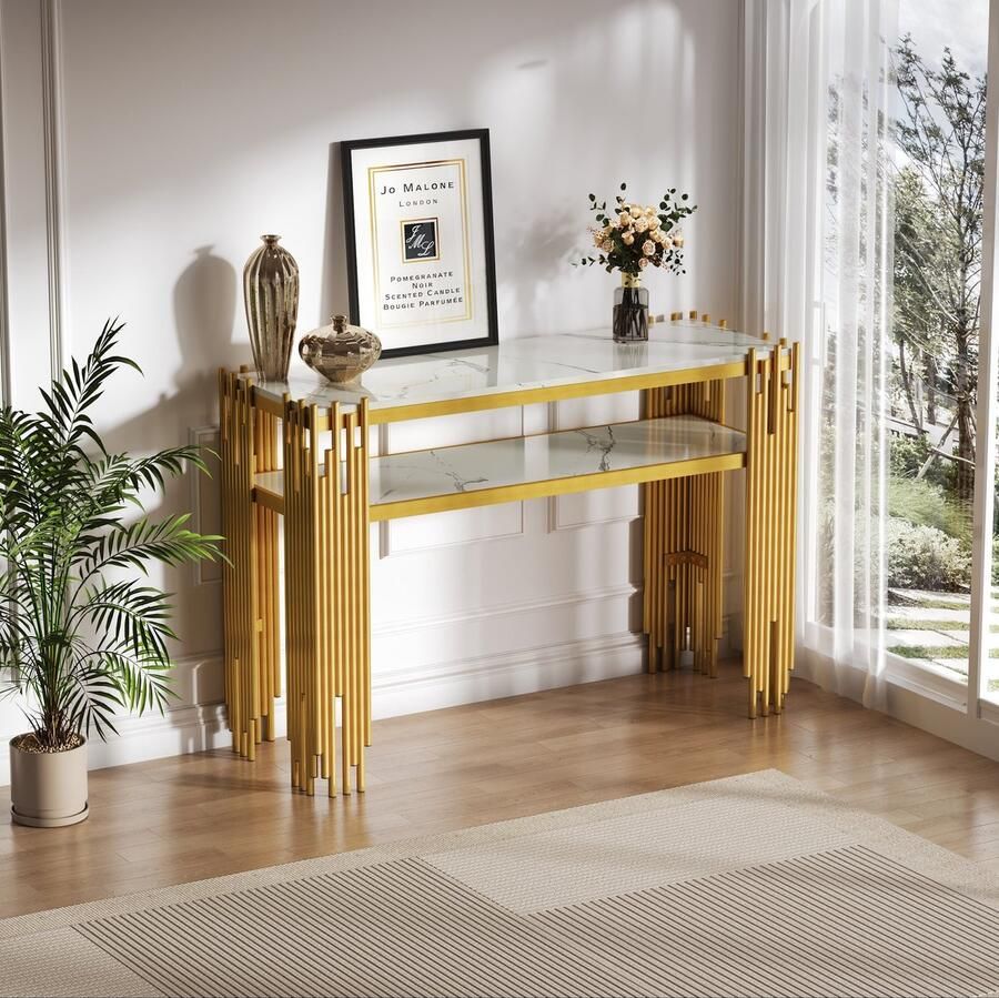 Sweiko Console Hoogglans bijzettafel MDF Draagvermogen 40 kg Wit