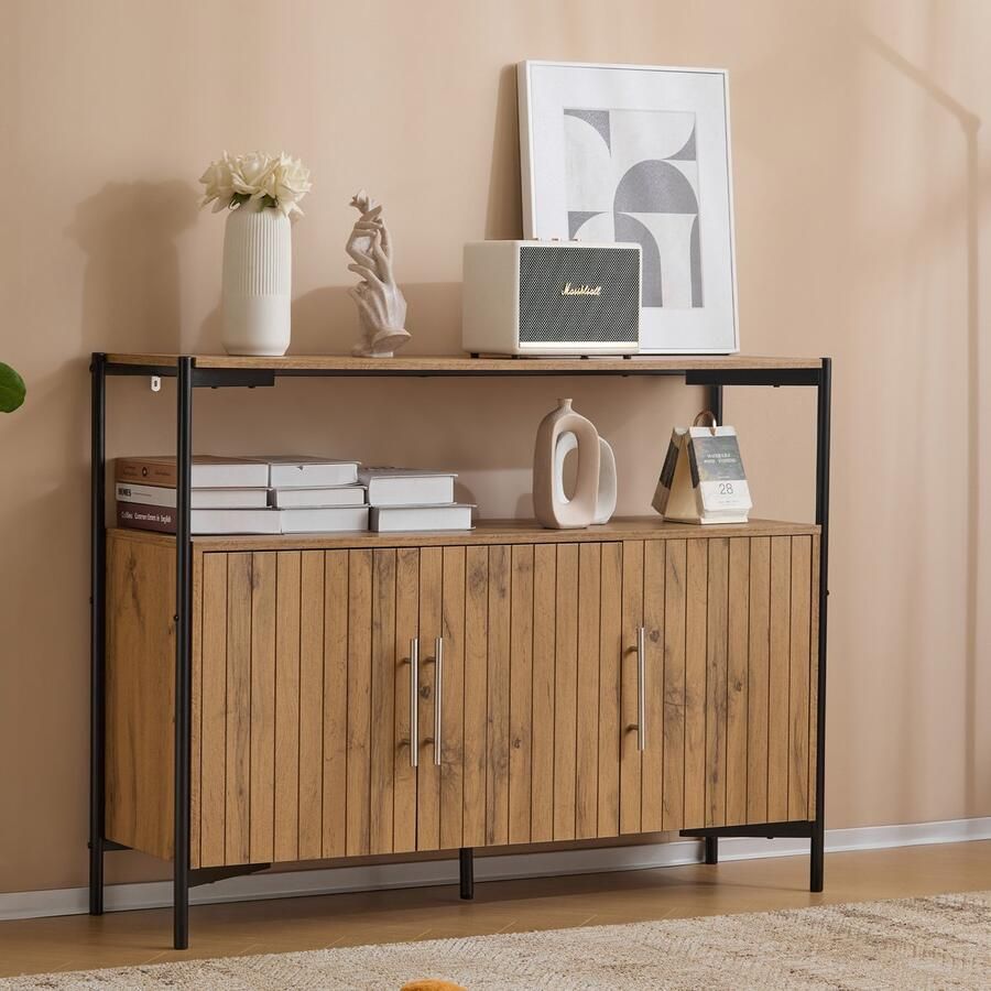 Sweiko Dressoir met 3 deuren verstelbare planken industrieel ontwerp voor woonkamer eetkamer en hal 120*35*90 cm