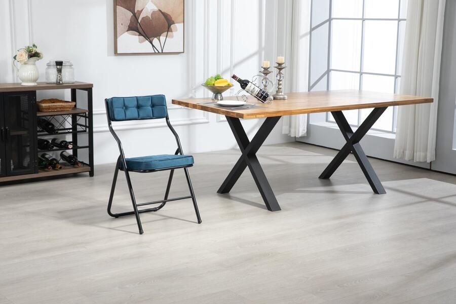 Sweiko Eetkamerstoel Set van 2 Inklapbare stoel Geen montage vereist Velvet Blauw