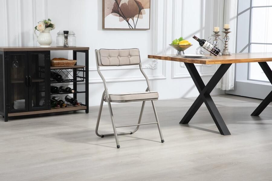 Sweiko Eetkamerstoel Set van 2 Inklapbare stoel Geen montage vereist Velvet Khaki