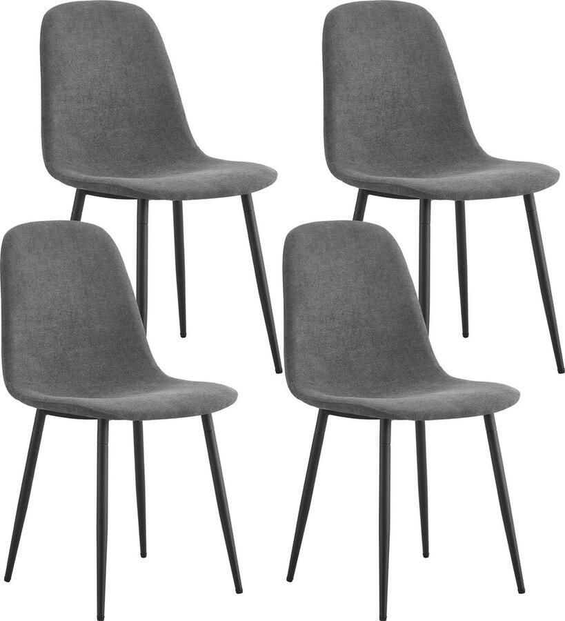 Sweiko Modern Ontworpen 4-delige Eetkamerstoelen Linnen kussens stoelen metalen poten (excl. tafel) Grijs