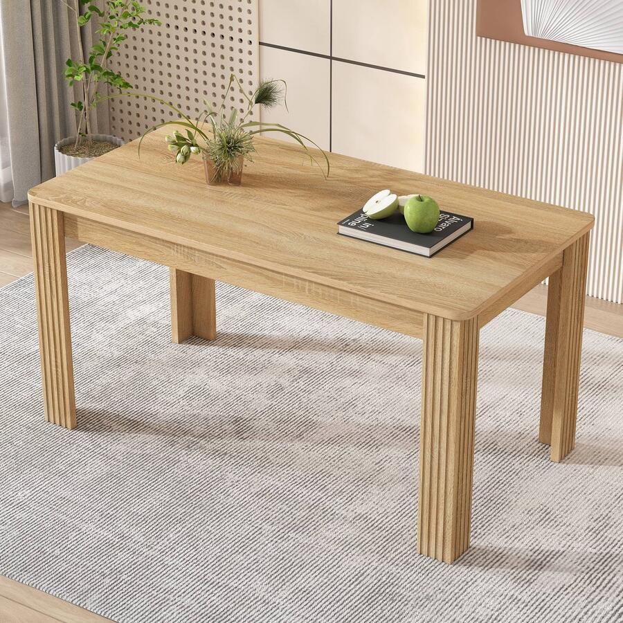 Sweiko Eettafel Hedendaagse eettafel Robuuste eettafel Vier poten tafel Massief houten tafel Eiken tafel Rechthoekige eettafel Koffie Leisure tafel Moderne eenvoudige eettafel Eikenkleuren