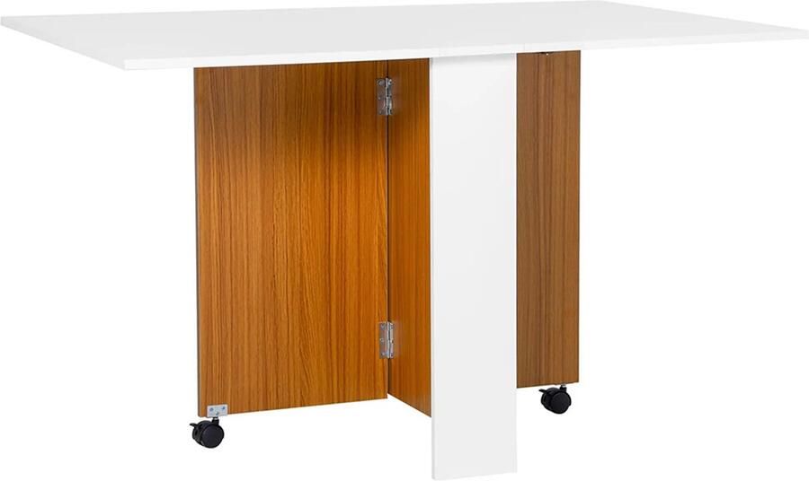 Sweiko Eettafel Opvouwbaar Draagbaar 120×80×73 cm Teak + Wit