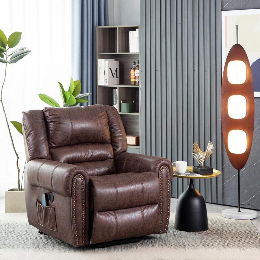 Sweiko Elektrische massagestoel met opstaande hulp tech handdoek massagestoel met ligfunctie TV massagestoel met 2-zijzakken massagefunctie verwarmingsfunctie lift automatisch