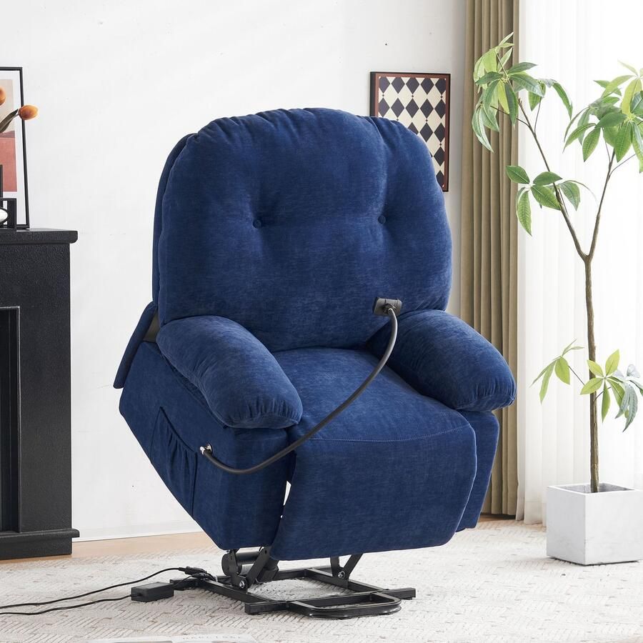 Sweiko Elektrische massagestoel ontspanningsstoel met massagestoel en mobiele telefoonhouder ontspanningsstoel met gewatteerde armleuningen en rugleuning zachte woonkamer stoel home cinema lounge stoel