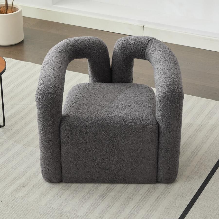 Sweiko Fauteuil Teddy stof Uitgesneden Armleuningen Eenpersoonsbank Grijs