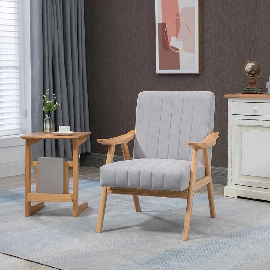 Sweiko Fauteuil Velvet Massief houten frame 68 x 74 x 82 cm Grijs