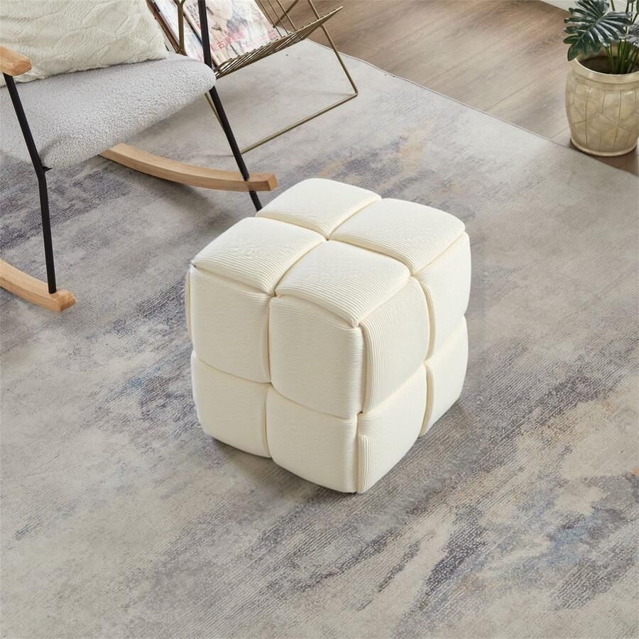 Sweiko Hocker Corduroy stof Eendelig Geen montage nodig 40*40*40 cm Beige