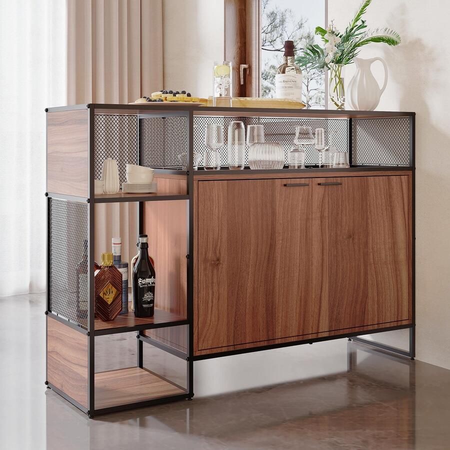Sweiko Industriële Ontwerp Dressoir van het Keukenkabinet Sideboard Bar kast 138*93*40cm Bruin