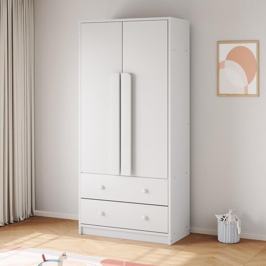 Sweiko Kledingkast Double door design Met laden en opbergvakken 70*40*170 cm Wit